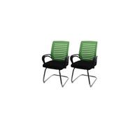 Mendler Lot de 2 chaises de conférence HWC-K51 Charge Max. 150 kg Tissu/Textile Vert