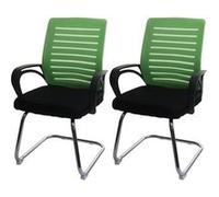 Mendler Lot de 2 chaises de conférence HWC-K51 Charge Max. 150 kg Tissu/Textile Vert