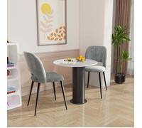 Lot de 2 Chaise de Salle à Manger - VIVOLILV - Assise et Dossier en Velours Siège Gris - Pieds en Métal
