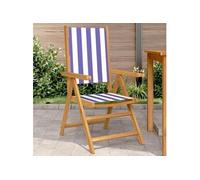 vidaXL Chaises de jardin Bois massif acacia & tissu Bleu/Blanc - Lot de 2