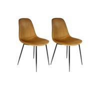 ALESSIA - Lot de 2 Chaises Velours Côtelé Jaune Moutarde