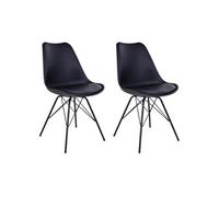 AltoBuy HAGA - Lot de 2 Chaises Noires avec Piétement Métallique