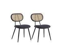 Lot de 2 chaises en cannage et tissu boucle gris ELENA