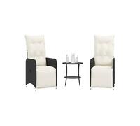 vidaXL Lot de 2 chaises d'extérieur avec table – Poly-Rattan noir
