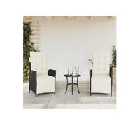 vidaXL Fauteuil de jardin avec repose-pieds réglable, Lot de 2, Noir, Poly Rattan