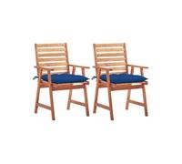vidaXL Chaises de jardin 2 pièces avec coussins en bois massif d'acacia