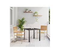 Lot de 2 chaise exterieur empilable non pliable en bois H. 90 cm beige