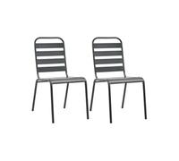 vidaXL Chaises de jardin empilables 2 pcs. acier gris