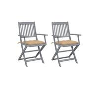 vidaXL Chaises de jardin pliantes 2 pcs. avec coussins en bois massif d'acacia