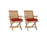 Lot de 2 chaise exterieur pliable H. 88 cm en bois massif rouge