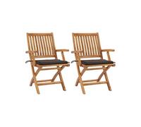 vidaXL Chaises de jardin 2 pcs. avec coussins taupe Teck massif