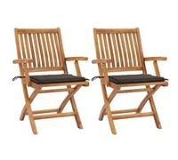 vidaXL Chaises de jardin 2 pcs. avec coussins taupe Teck massif