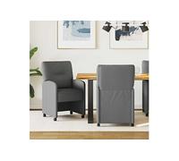 Chaise de salle à manger - VIDAXL - Design ergonomique - Gris foncé - Lot de 2 - Avec roulettes et accoudoirs