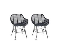 vidaXL Chaise de salle à manger 2 pcs Noir 55 x 50 x 74 cm