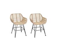 vidaXL Chaise de salle à manger 2 pcs Naturel 55 x 50 x 74 cm