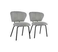 Happy Garden Lot de 2 chaises Nilsa velours côtelé gris clair