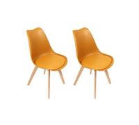 Lot de 2 chaise H. 82.5 cm non empilable non pliable interieur en bois massif jaune