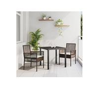 Lot de 2 chaise H. 85 cm non pliable exterieur en rotin marron