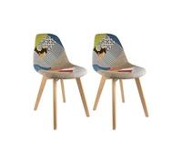 Lot de 2 chaise H. 87 cm non empilable non pliable interieur en bois massif