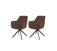 Lot de 2 chaises de salle à manger HWC-L79, chaise de cuisine, chaise avec accoudoirs, pivotante Auto-Position tissu/textile brun