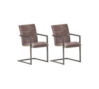 Lot de 2 chaise H. 91 cm non pliable interieur en fer marron