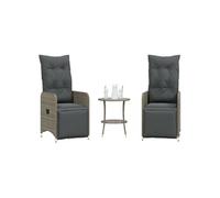 vidaXL Chaises d'extérieur 2 pcs. avec table Gris Poly Rattan