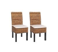 Lot De 2 Chaises M69, Banane Tressée Pieds Foncés, Avec Coussins Multicolore