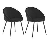 Happy Garden Lot de 2 chaises Vintage Diane – velours noir, pieds métal