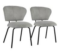 Lot de 2 chaises en velours côtelé gris clair nilsa