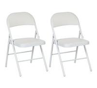 HOMCOM Lot de 2 chaises pliantes chaises de salle à manger portables chaise pliable d'intérieur avec coussin en revêtement synthétique et cadre en acier dim. 45l x 46P x 78H cm blanc