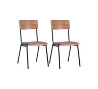 Lot de 2 chaise interieur empilable non pliable en acier H. 85.5 cm marron