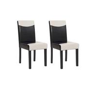 Mendler Lot de 2 chaises de séjour Littau – Simili-cuir noir/crème, pieds foncés, H. 90 cm