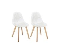Lot de 2 chaise interieur non empilable non pliable H. 87 cm en bois massif blanc