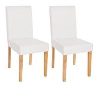 Mendler Chaises de séjour Littau - Simili-cuir blanc mat, pieds clairs - Lot de 2
