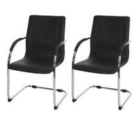 2x Chaise de salle à manger Samara, chaise cantilever, chaise de cuisine avec dossier, PVC acier noir