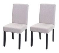 Mendler 2X Chaise de Salle à Manger Littau Textile Beige crème Pieds foncés