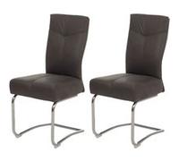 Mendler 2X Chaise de Salle à Manger HWC-G56, Tissu Optique Daim - Gris