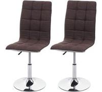 2x chaise de salle à manger HWC-C41, chaise de cuisine, tissu/textile brun