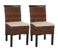 Mendler Lot de 2 chaises M45 Banane tressée 47x54x93 cm - pieds foncés, avec coussin