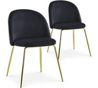 Menzzo Lot de 2 Chaises Spectra - Velours Noir, Chaises Design Contemporain pour Salle à Manger, Cuisine et Salon