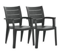 Pegane Lot de 2 chaises de jardin empilables - Gris