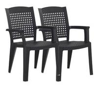 Pegane Lot de 2 chaises de jardin empilables - Gris
