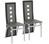 Lot de 2 Chaise Salle a Manger à Pieds Acier Chromé VIVOLILV, Chaises de Cuisine à Haute Dossier, PU, 42,5x42x101,5 cm,Gris+Noir
