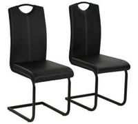 Vidaxl Chaises De Salle à manger Cantilever 2 Pcs Noir Similicuir Noir