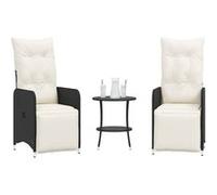 vidaXL Lot de 2 chaises d'extérieur avec table – Poly-Rattan noir