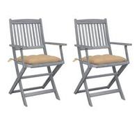 vidaXL Chaises de jardin pliantes 2 pcs. avec coussins en bois massif d'acacia