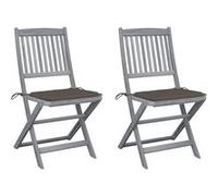 vidaXL Chaises de jardin pliantes 2 pcs. avec coussins en bois massif d'acacia
