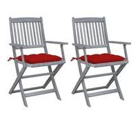 vidaXL Chaises de jardin pliantes 2 pcs. avec coussins en bois massif d'acacia