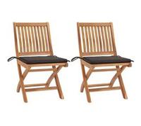 vidaXL Chaises de jardin 2 pcs. avec coussins taupe Teck massif