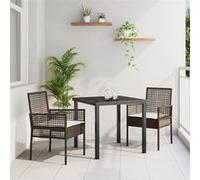 Lot de 2 chaise vidaxl H. 85 cm non pliable exterieur en rotin marron Marron